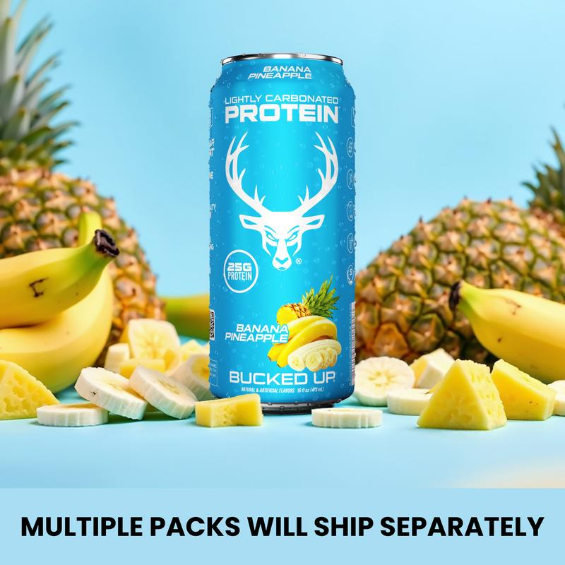 Bucked Up ALL NEW Ready-to-Drink Lightly-Carbonated Protein Soda | 1 Case (12 Cans) | Protein Isolate, 100 Calories, Zero Sugar