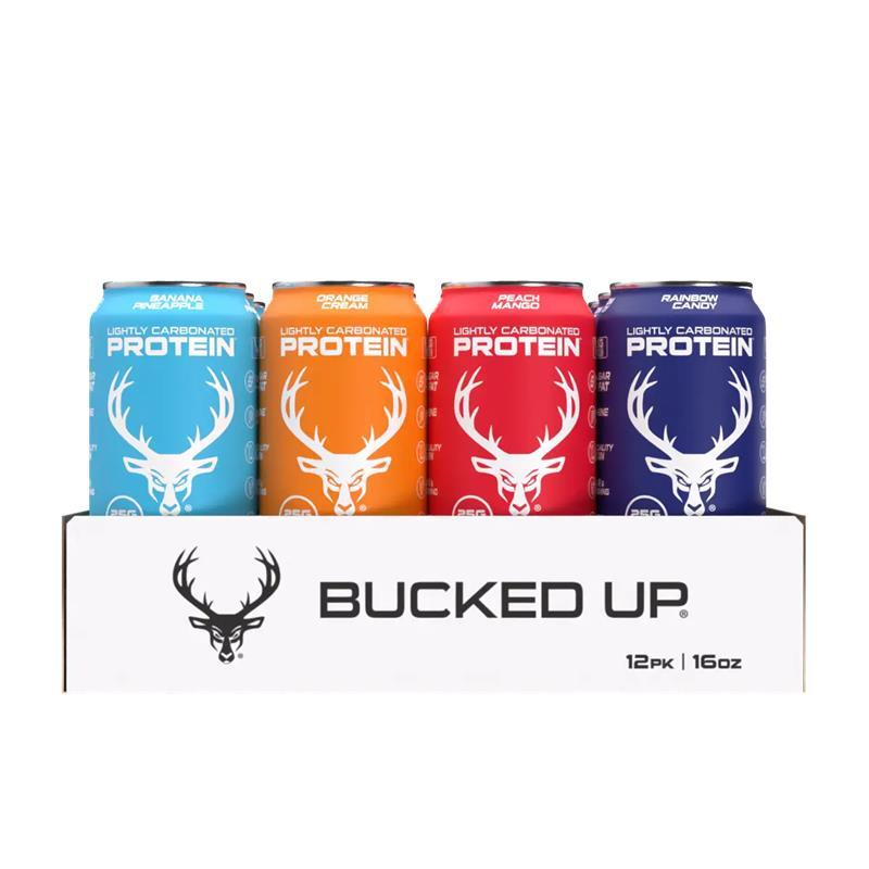 Bucked Up ALL NEW Ready-to-Drink Lightly-Carbonated Protein Soda | 1 Case (12 Cans) | Protein Isolate, 100 Calories, Zero Sugar