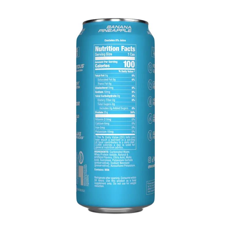 Bucked Up ALL NEW Ready-to-Drink Lightly-Carbonated Protein Soda | 1 Case (12 Cans) | Protein Isolate, 100 Calories, Zero Sugar