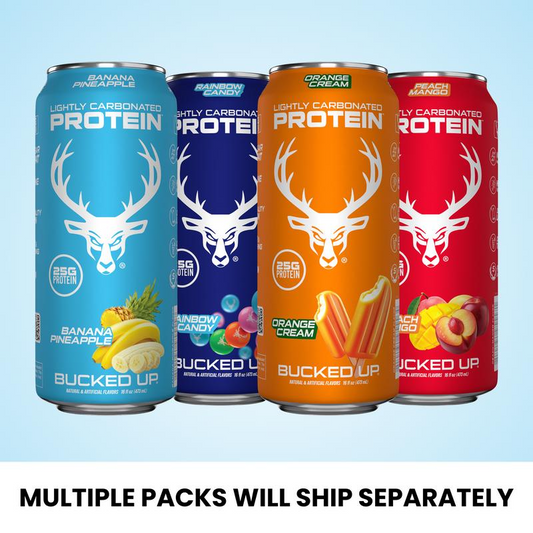 Bucked Up ALL NEW Ready-to-Drink Lightly-Carbonated Protein Soda | 1 Case (12 Cans) | Protein Isolate, 100 Calories, Zero Sugar